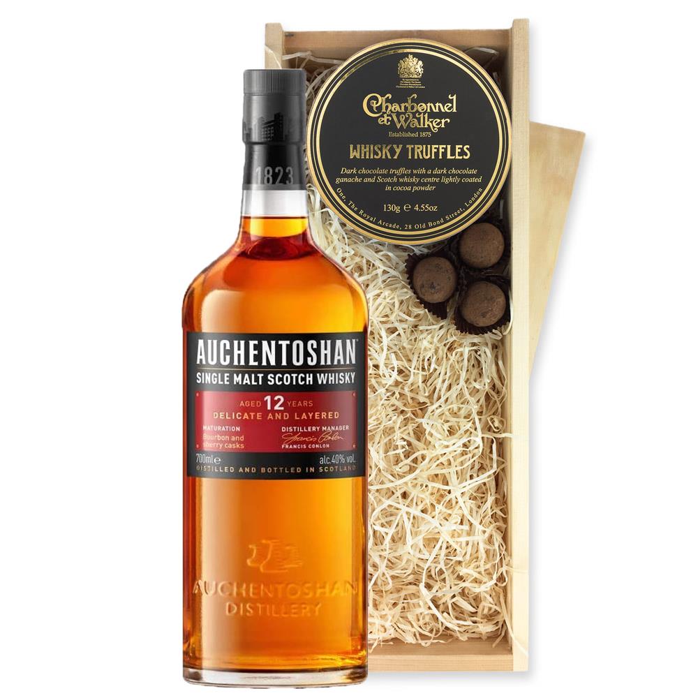Auchentoshan 12 Year Old Single Malt Whisky And Whisky Charbonnel Truffles Chocolate Box